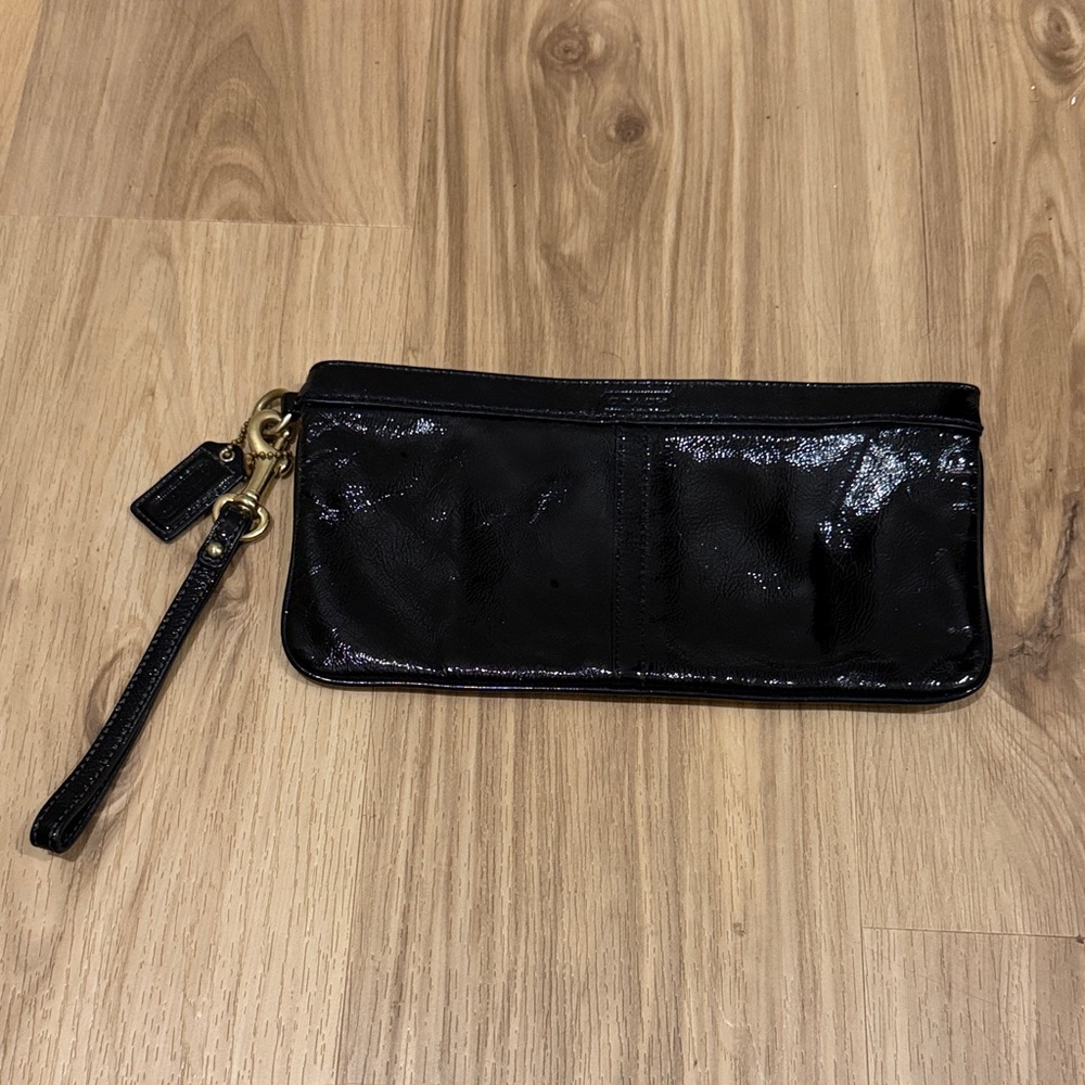 Coach Black Leather Wristlet